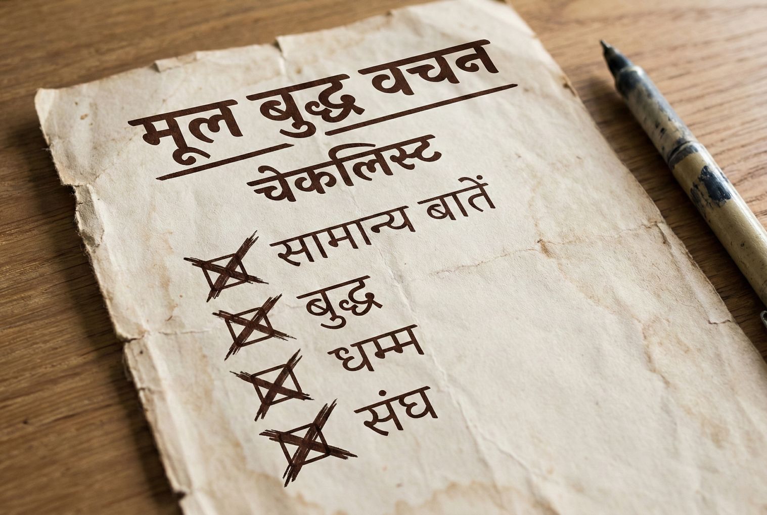 मूल बुद्ध वचन - चेकलिस्ट